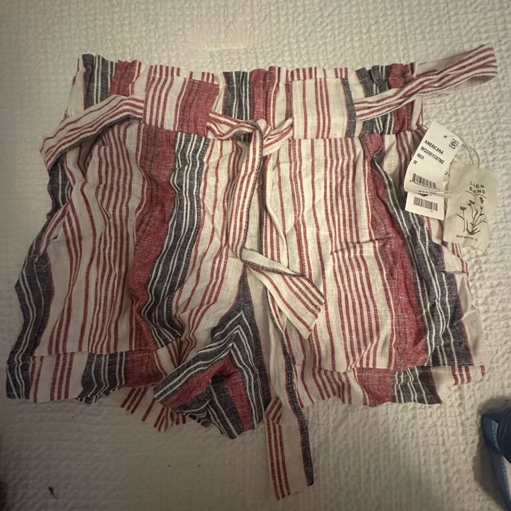 Indigo Rein High Waist Red and Blue Shorts with Ruffled Waist